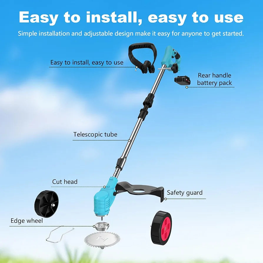 21V Cordless Grass Strimmer with Battery and Charger