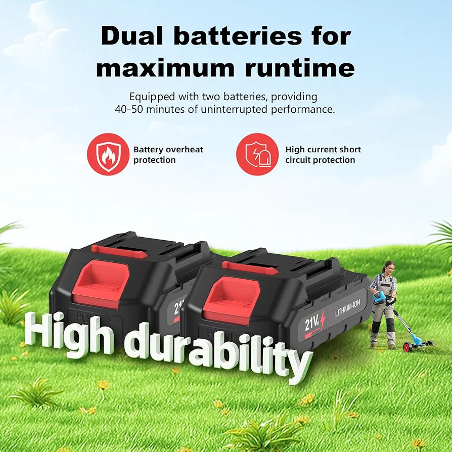 21V Cordless Grass Strimmer with Battery and Charger